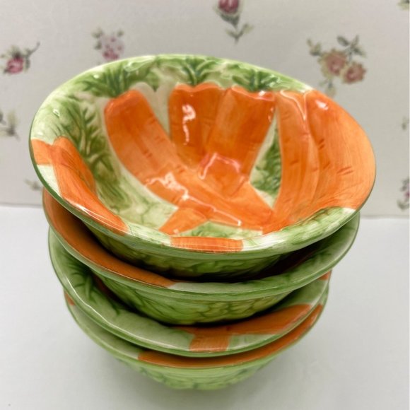 Springtime Serving Dessert/Berry Bowls with Carrot Motif, Easter Serving Decor - Picture 4 of 11